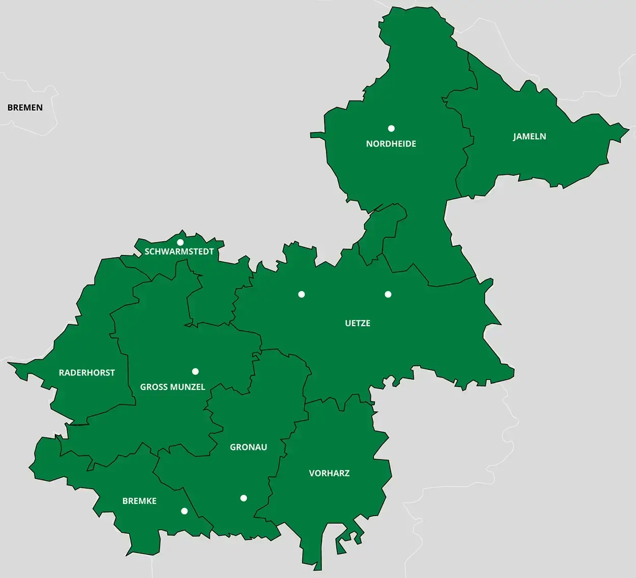 Karte LVB Steinbrink Standorte